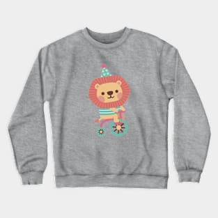 Cute Lion Cycling On Bicycle Crewneck Sweatshirt